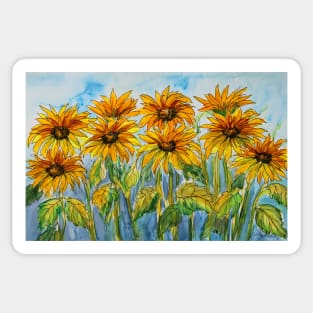 Sunflower Fields Watercolor Painting Sticker